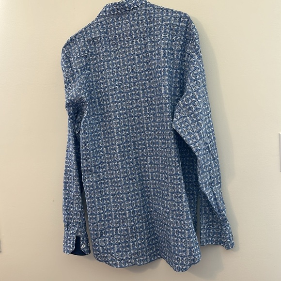Bugatchi Classic Fit 2XL L/s button down 100% cotton blue and white - Picture 4 of 9